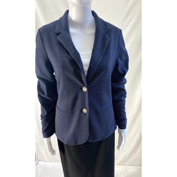 Rafaella Poka Dot Jacket  Blazer in Navy  and White Size Medium - Picture 1 of 13